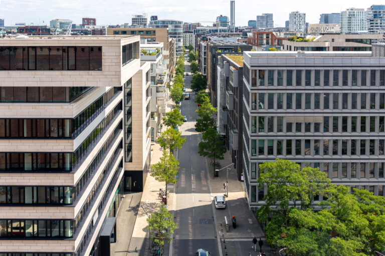 Modern district. Aerial panorama. Urban style